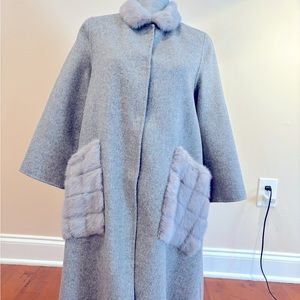 New unlined wool blend coat with natural mink accents